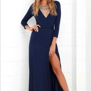 Lulu's garden district navy blue wrap dress